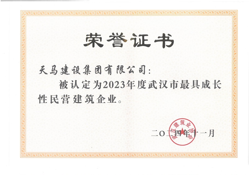 2023年度武汉市最具成长性民营建筑企业